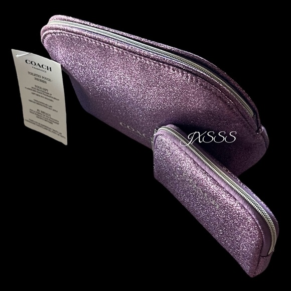 Purple (Sparkly) Coach Cosmetic-Makeup Bag/Coin-Pouch SET - Picture 3 of 15
